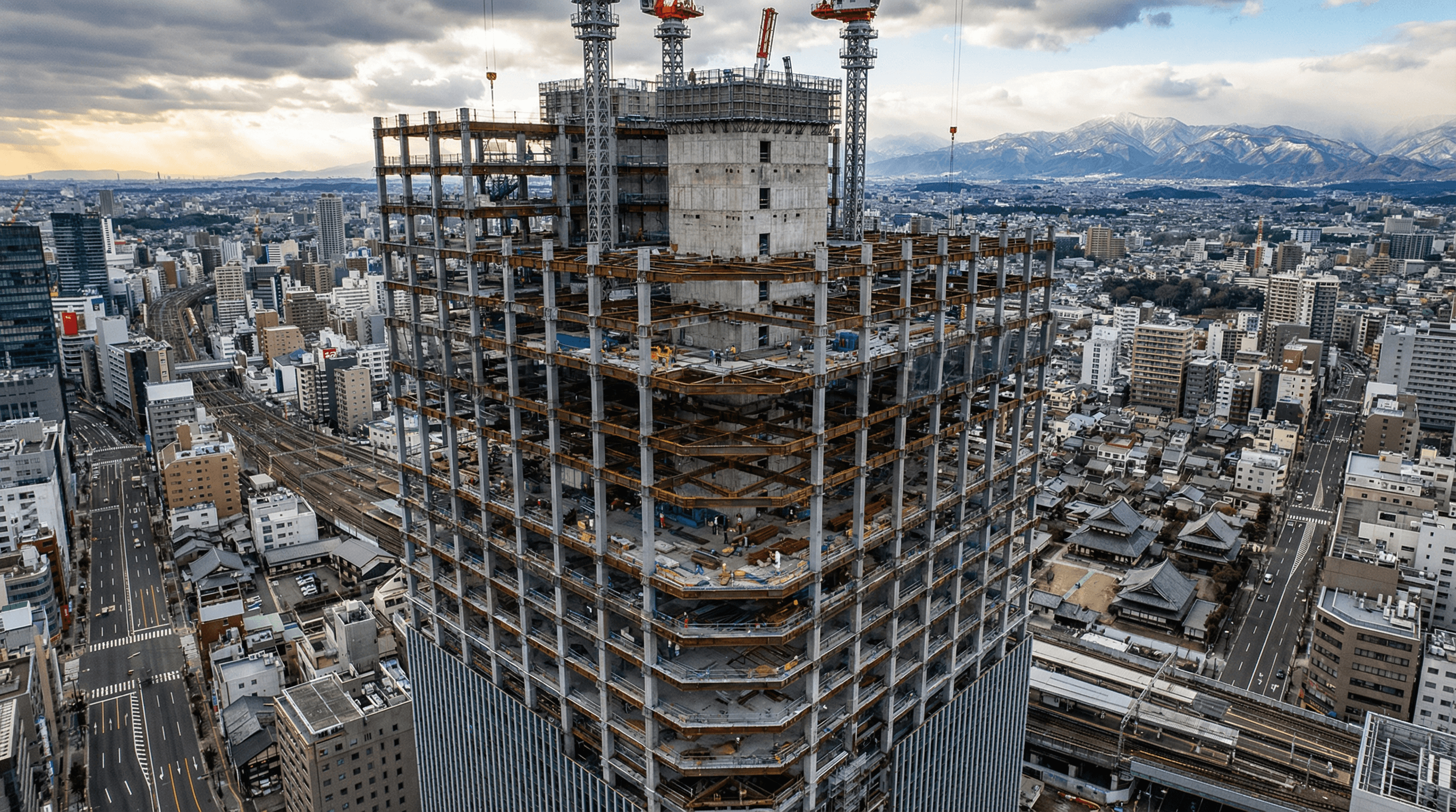 巨大なビル建築プロジェクトの全景